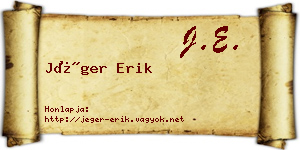 Jéger Erik névjegykártya